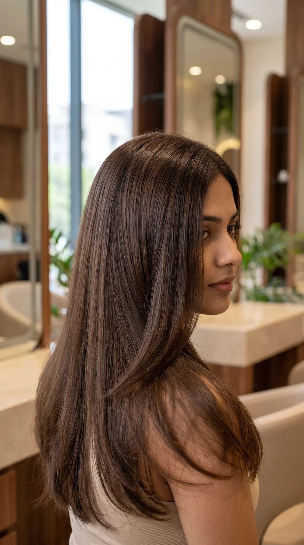 A long, glossy blow-dry